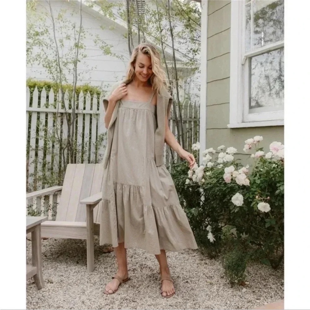Jenni Kayne Seersucker Linen Blend Summer Dress Size Medium